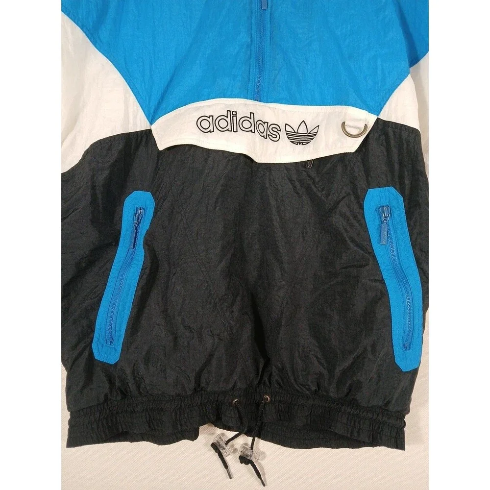 Vintage 90s Adidas Mens Medium Spell Out Pullover Hooded Puffer Anorak Jacket XL